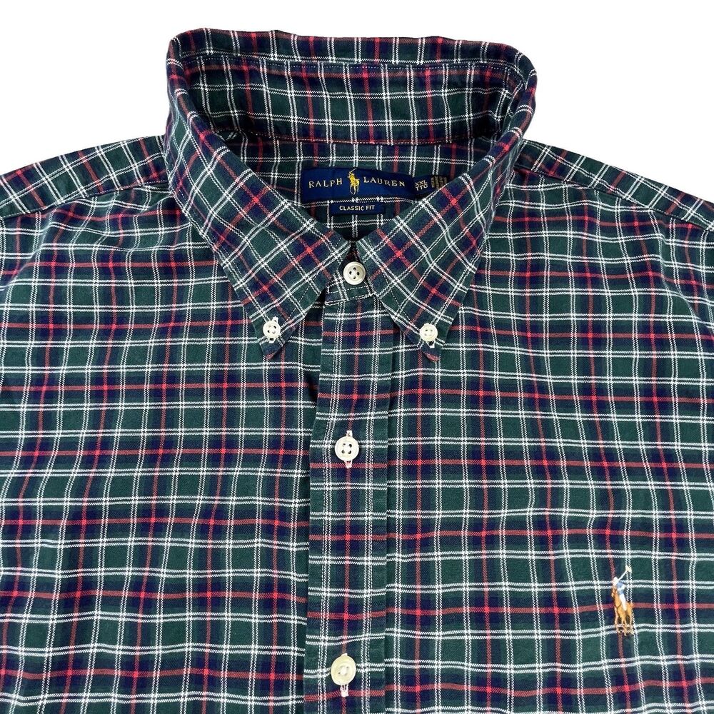 Polo Ralph Lauren Shirt Men XXL Classic Plaid Flesh Pony Oxford Button Down OCBD